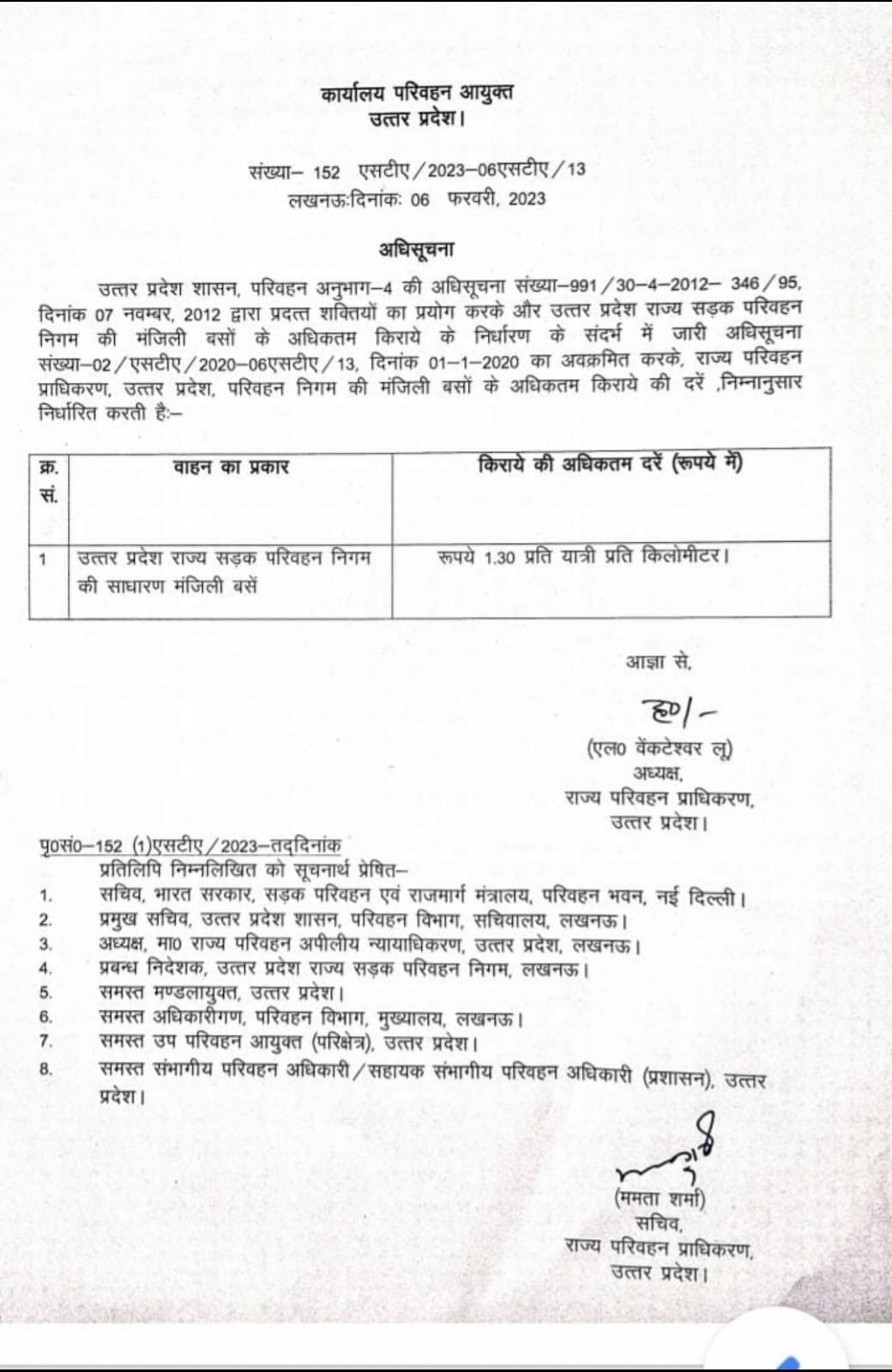 यूपी रोडवेज बसों के किराए में हुई बढ़ोतरी ।